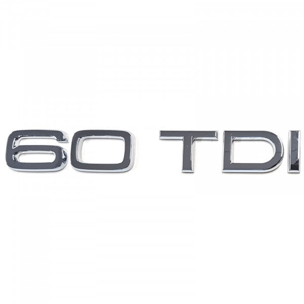 Emblem/logo til Audi 60 TDI Glossy Chrome i skinnende krom med perfekt passform til karosseri