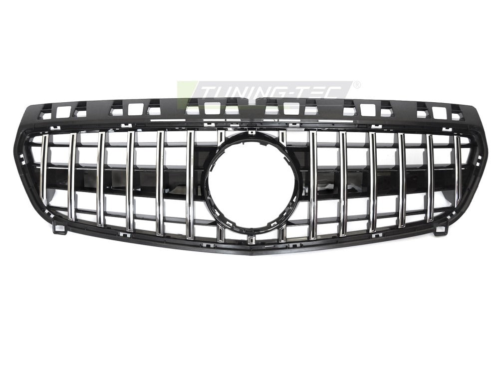 Detaljbilde av Grill A-Klasse W176 12-15 sort/krom med lamellstruktur og emblemfeste.