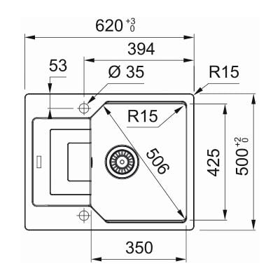Måltegning Franke Urban UBG 611-62 – mål 620x500 mm