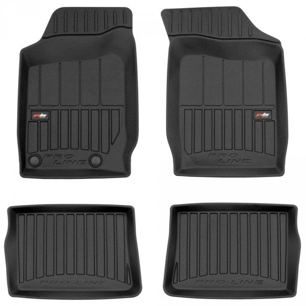 Frogum 3D Premium TPE-gulvmatter til Renault Thalia 2001-2012 – svart sett med 4 matter og 60 mm sidekant