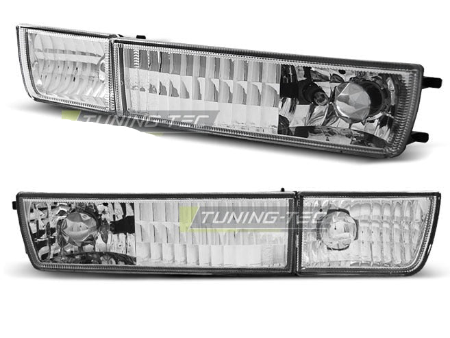 Frontblinklys Chrome til VW Golf 3 91-97 sett rett bakfra på hvit bakgrunn.