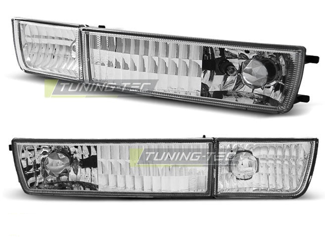 Frontblinklys Chrome til VW Vento 92-98 sett rett bakfra på hvit bakgrunn.