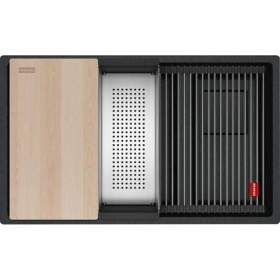 Franke Kanon KNG PRO 160-46-21 kjøkkenvask i granittkompositt onyx sett ovenfra med 1½ kum