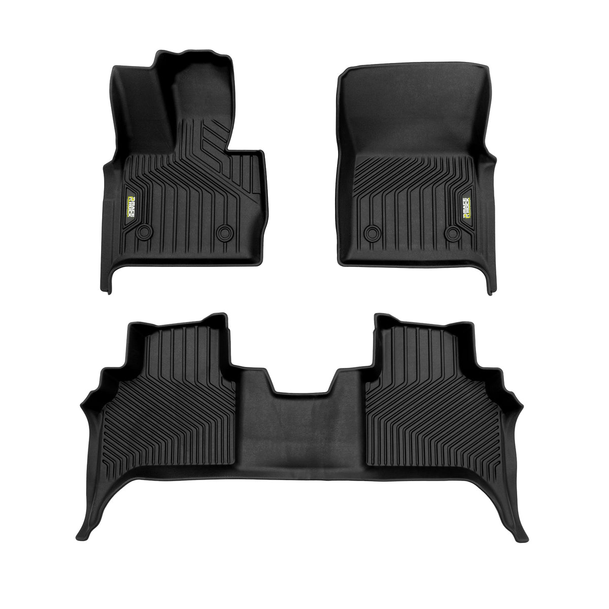 Frogum Race Rock Heavy Duty TPE gulvmatter til Mercedes G W464 (2018-) – svart/titanium, sett med 3 stk