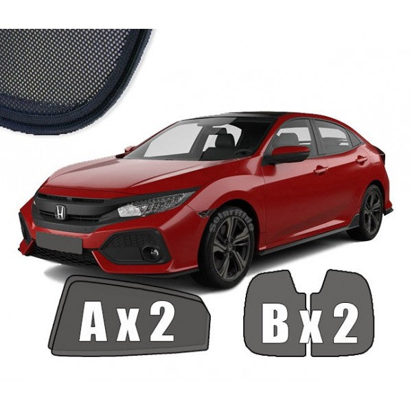 Sr solskjerm i akryl til Honda Civic Hatchback X (2015-2021) med enkel montering og vindavviserfunksjon