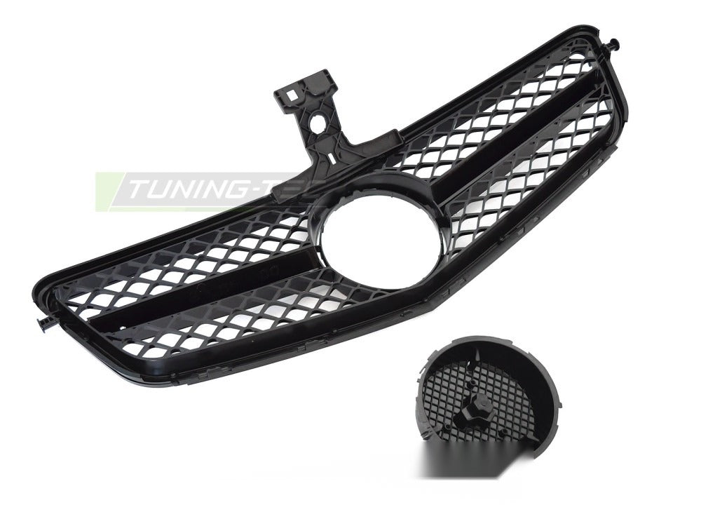 Grill Mercedes C-Klasse W204 07-14 sort/krom med festedetaljer.