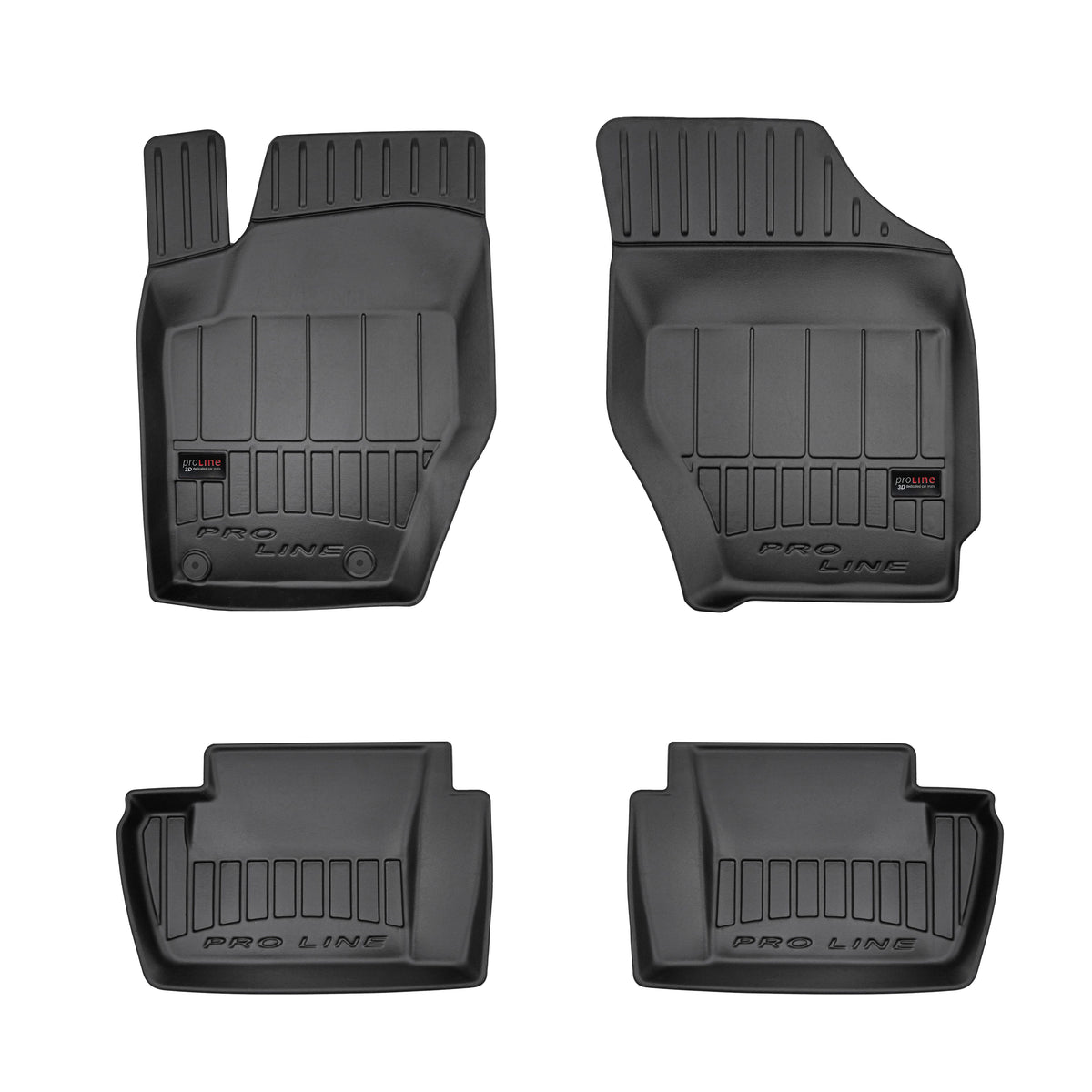 Frogum 3D Premium gulvmatter i TPE til Citroën C4 I 2004–2010 – svart sett med 4 matter og høy sidekant