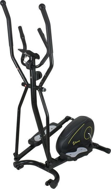 Orbitrek ellipsemaskin med magnetisk motstand, åtte nivåer, sort og sølv, stående på hvit bakgrunn.