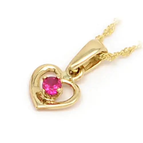 Charm Hjerteformet Gullanheng med Kjede - 14k 45 Cm