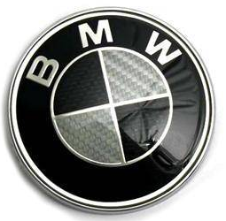 Emblem/logo til Bmw Karbon - 1 stk. D - Ø78mm i karbonfarget ABS-materiale, egnet for montering på panser eller bakluke