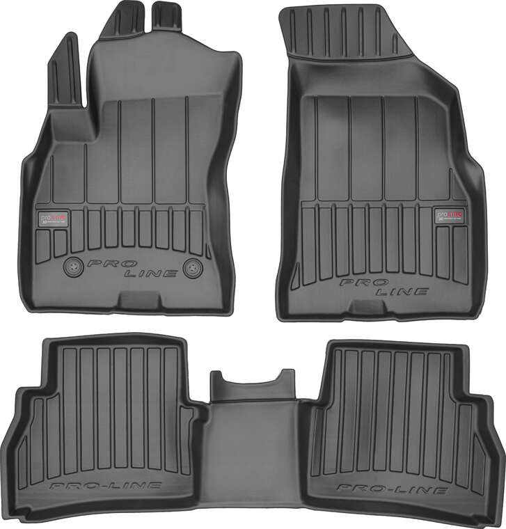 Frogum 3D Premium gulvmatter til Fiat Doblo II Cargo Kombi Maxi (2010–) – svart TPE med høy sidekant