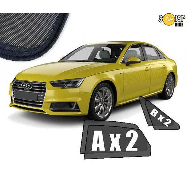 Sr solskjerm i akryl til Audi A4 B9 Sedan med røyfarget finish og enkel montering