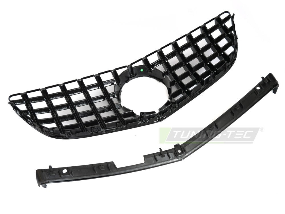 Grill Mercedes E-Klasse C207 13-17 sort med festedetaljer.