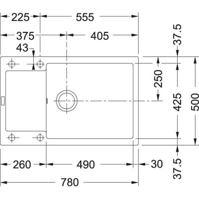 Måltegning Franke Maris MRG 611-78 XL – mål 780x500 mm