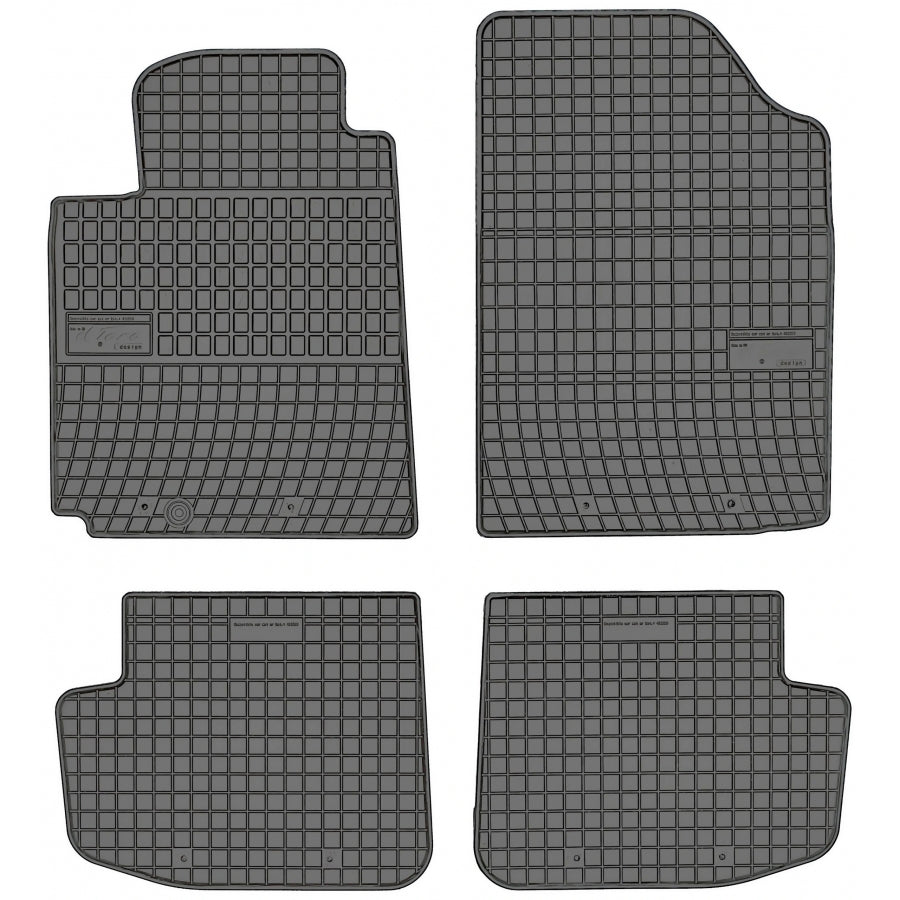 Frogum gummimatter til Toyota Yaris I (1999-2005) – svart, 4 stk med 1 cm sidekant og sjakkbrettmønster