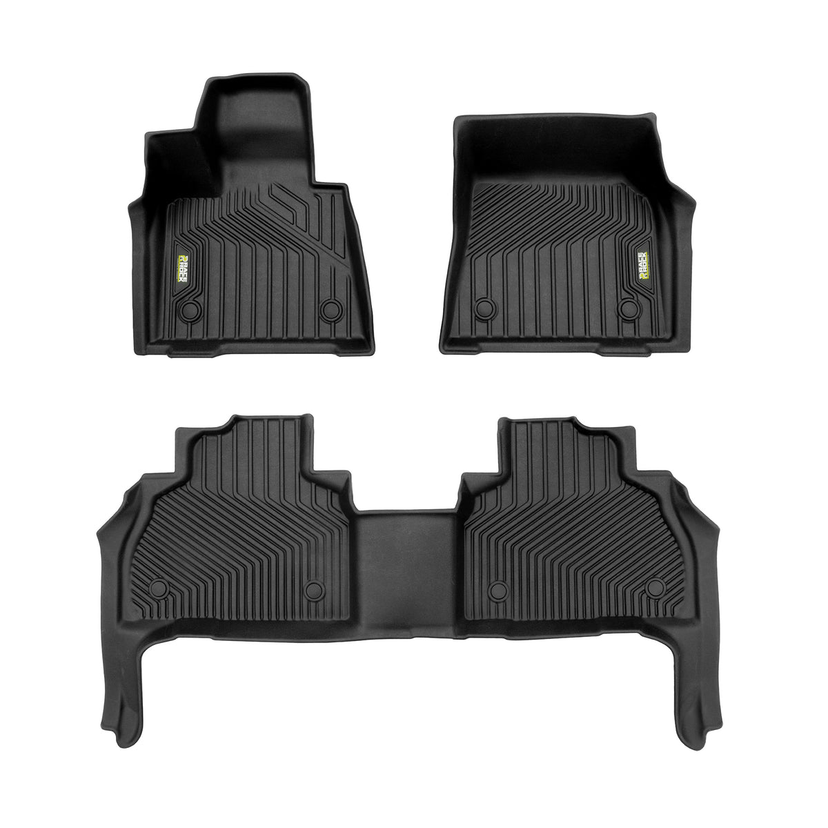 Frogum Race Rock TPE gulvmatter til BMW X7 (G07) 2018– – sett med 3, TÜV-sertifisert, svart titanium