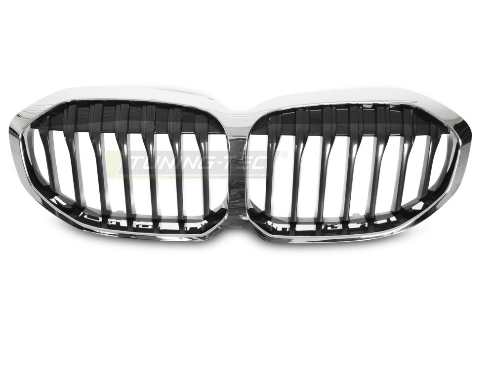 Nærbilde av detaljer på grill til BMW 1 Serie F40 19-24