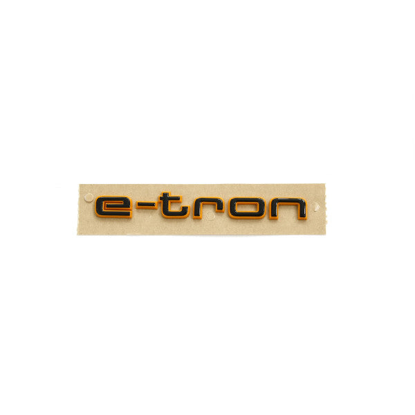 Emblem/logo til Audi e-tron Black Glossy / Orange med svart blank og oransje finish, original Audi AG del