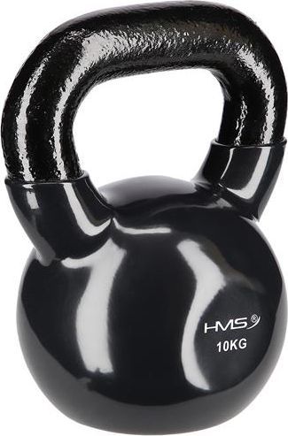 Kettlebells sort metall 10 kg med blank finish, tydelig håndtak og vektangivelse, sett fra skrå vinkel.