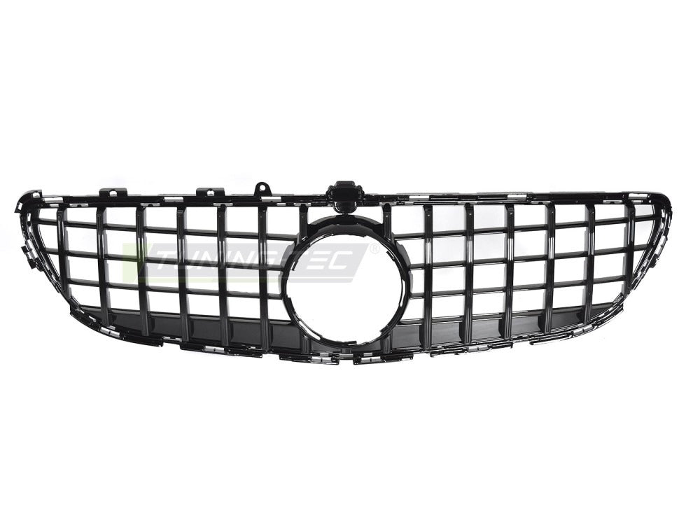 Detaljbilde av Grill Mercedes CLS C218 14-18 blank sort med sport-mønster og emblemfeste.