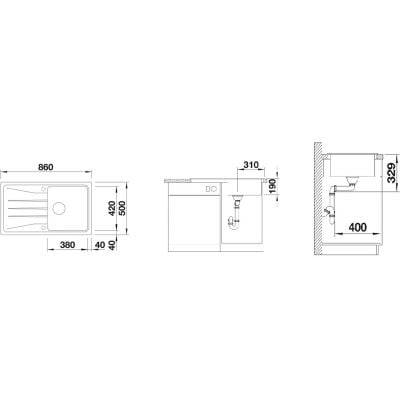 Måltegning Blanco Sona 5 S – mål 860x500 mm
