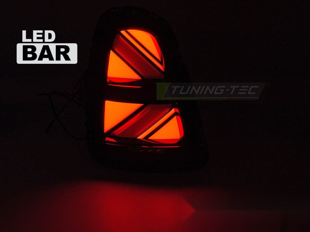 Detaljbilde av baklykter Mini Cooper R57 Cabrio 09-14 med LED-detaljer.