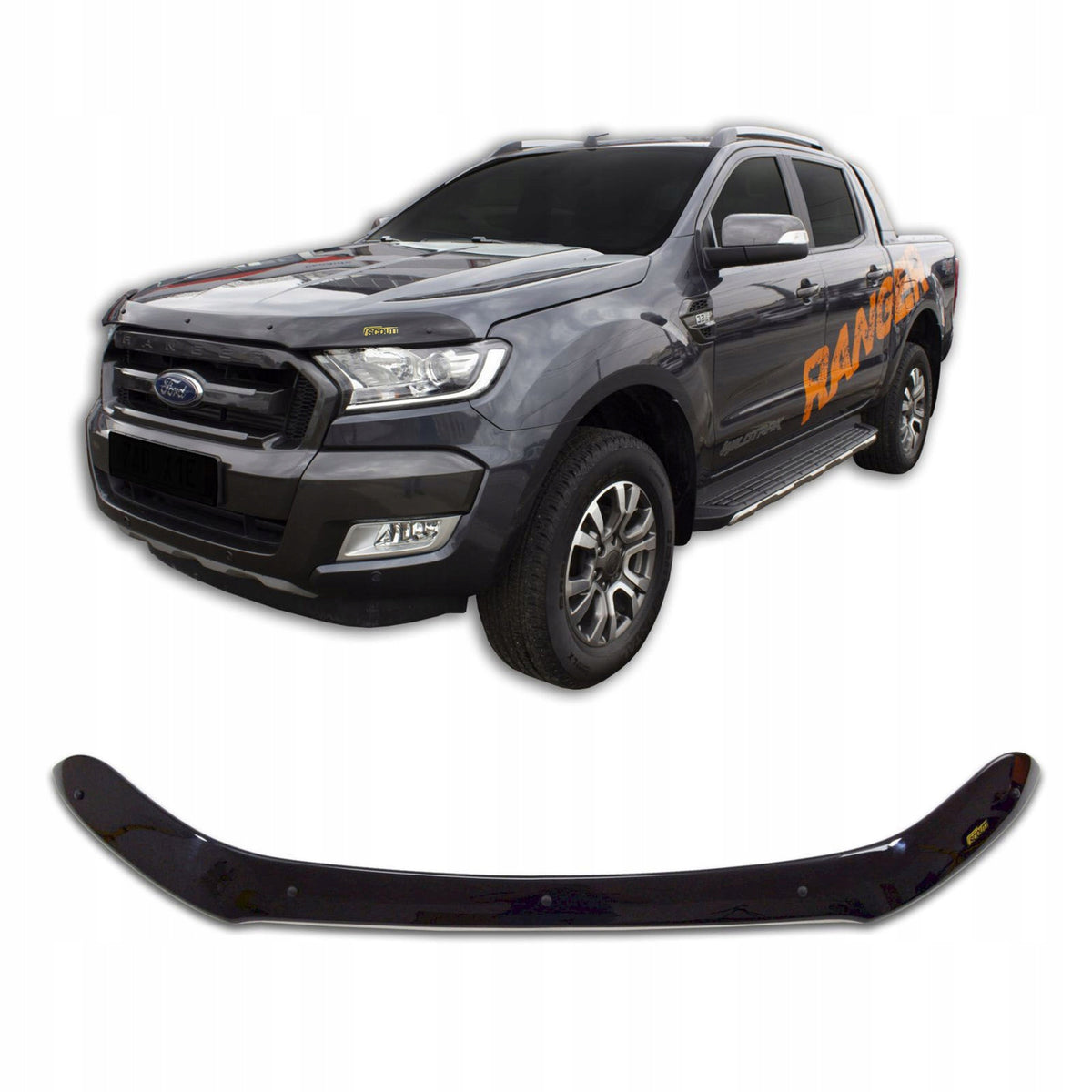 Scoutt panserbeskytter i akryl til Ford Ranger 2016-2022, beskytter mot steinsprut og riper