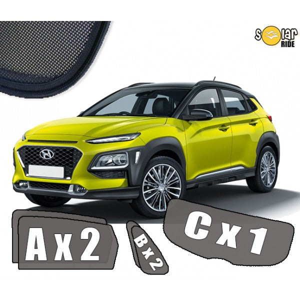 Sr solskjerm i akryl til Hyundai KONA I med enkel montering og vindavviser