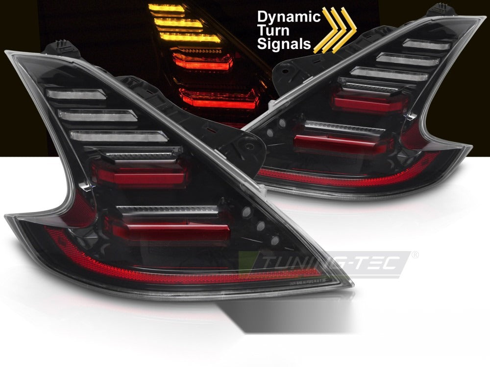 Detaljbilde av baklykter Nissan 370Z 09-20 med LED-detaljer.