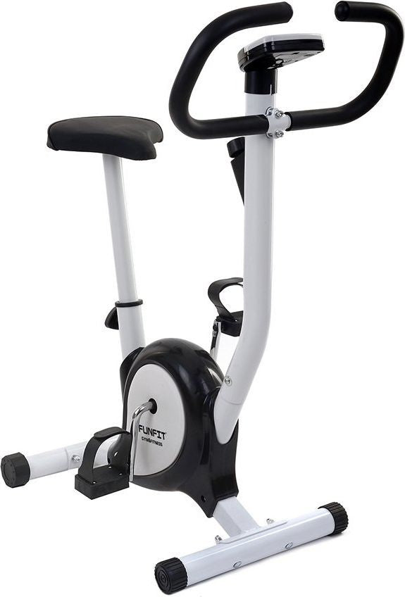 Treningssykkel mekanisk med display og 10,5 kg svinghjul, vises i helprofil for hjemmetrening.