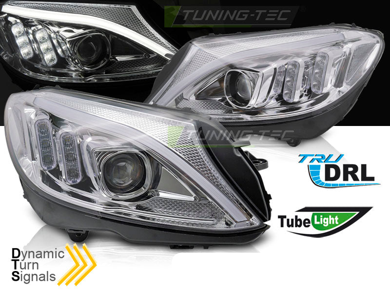 Mercedes W205 Tube LED krom frontlykter