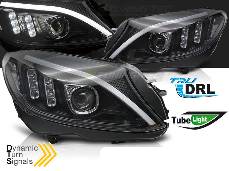 Mercedes W205 14-18 LED frontlykter svart