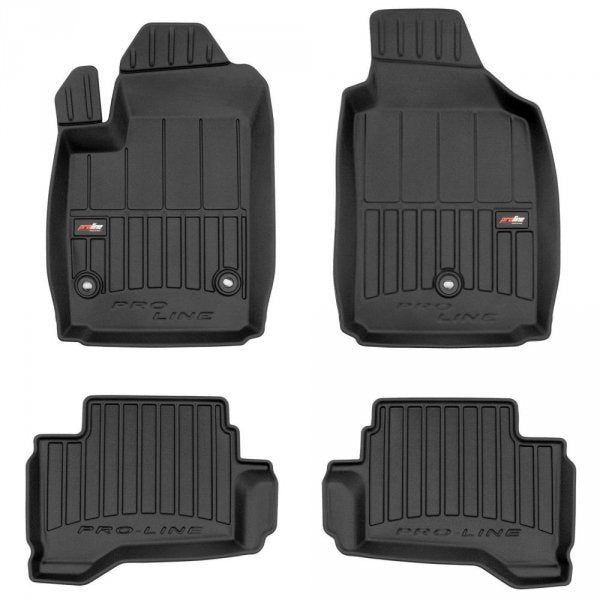 Frogum 3D Premium gulvmatter til Fiat 500e I (2013-2019) – svart TPE med 60 mm kant, sett med 4 stk.