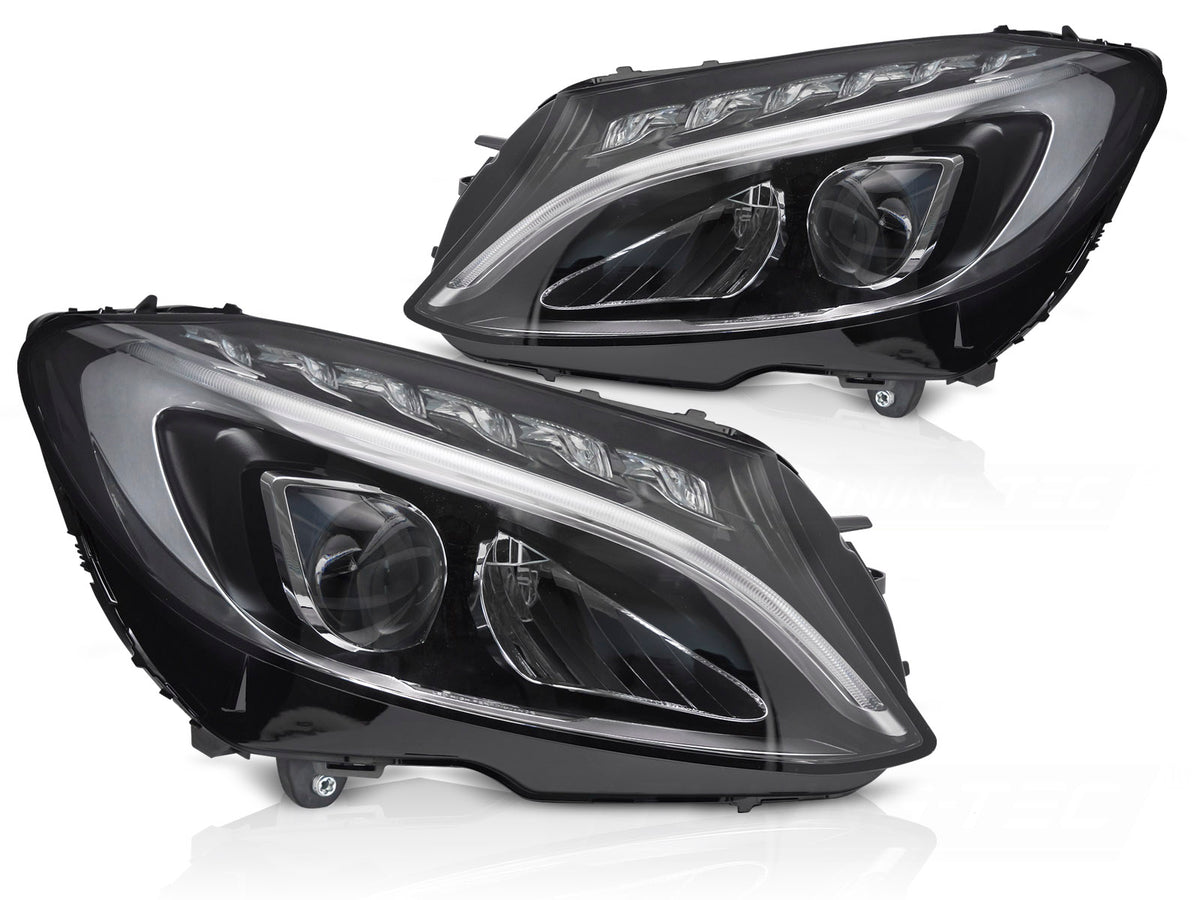 Frontlykter til Mercedes W205 14-18 – komplett par på hvit bakgrunn, hovedbilde