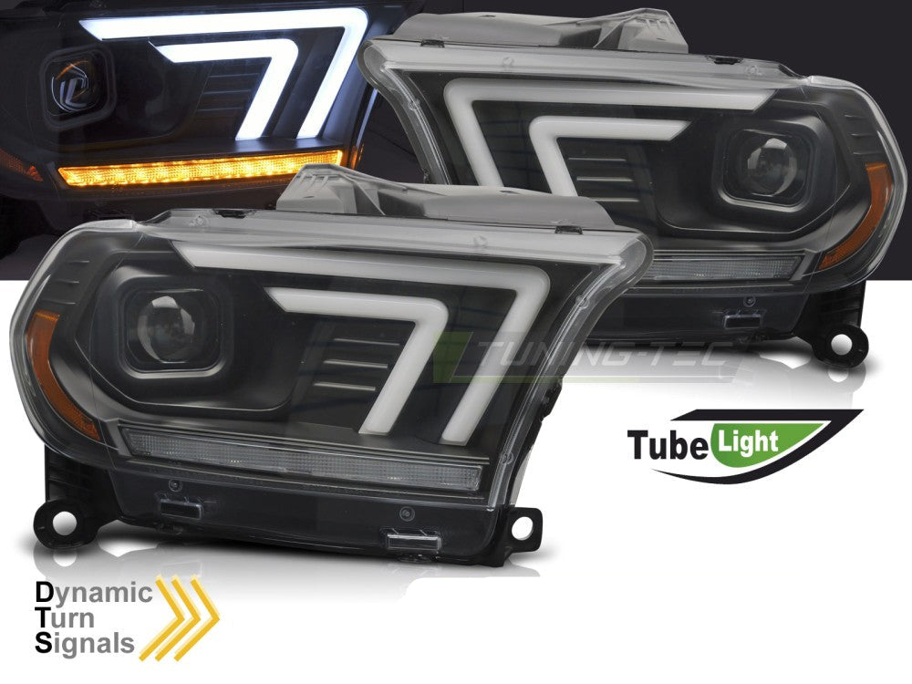 Dodge Durango 10–13 Black Tube LED frontlykter