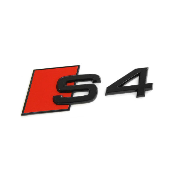 Emblem/logo til Audi S4 Black Glossy / Red i svart blank og rødt, original del for bakluke