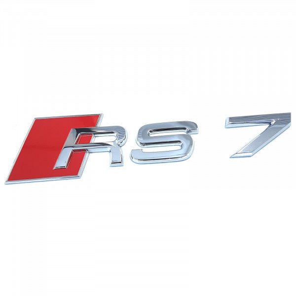 Emblem/logo til Audi RS7 Glossy Chrome / Red i krom og rød med perfekt passform til karosseri og grill