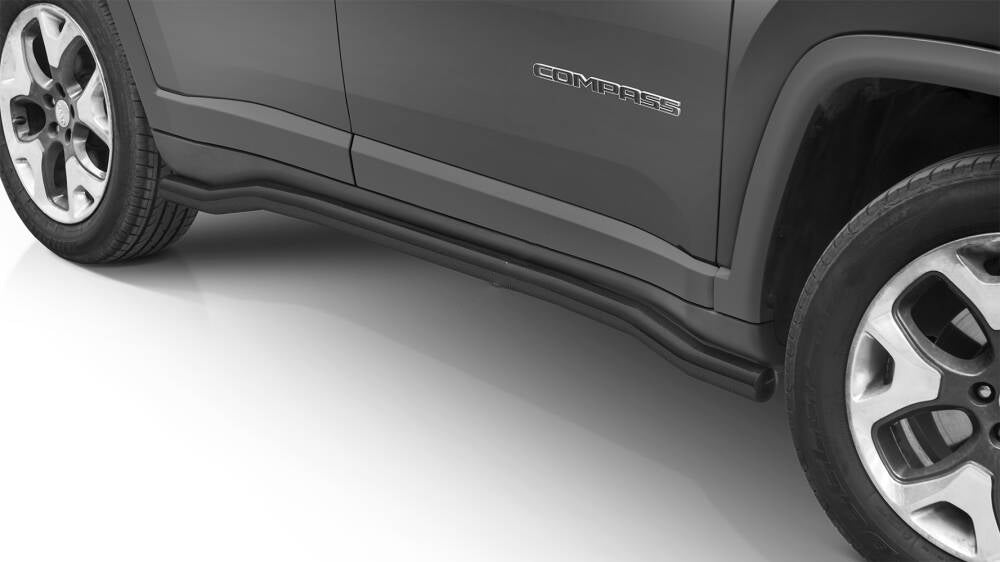 Stigtrinn Steeler til Jeep Compass 2016-2020 i svart rustfritt stål med monteringssett