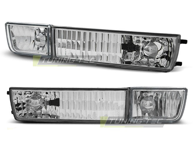 Frontblinklys Chrome with Fog Lights til VW Vento 92-98 sett rett bakfra på hvit bakgrunn.