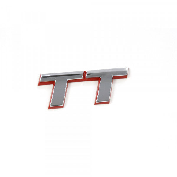 Emblem/logo til Audi TT Chrome i krom og rød for bakluke med original passform og enkel montering