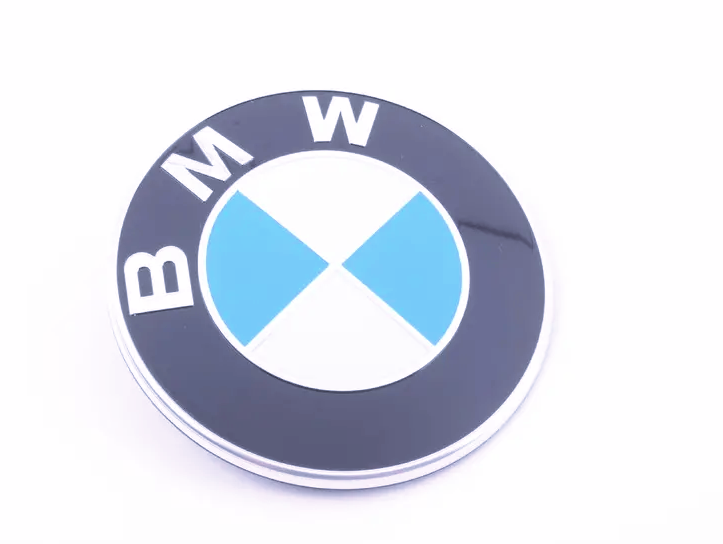Originalt BMW emblem/logo for bakluke, 1 stk. D - Ø74 mm i blå og hvit BMW OEM-farge
