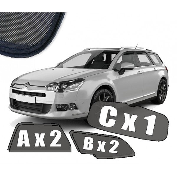 Sr solskjerm i akryl til Citroen C5 Tourer i roykfarget utførelse for bedre ventilasjon og regnbeskyttelse