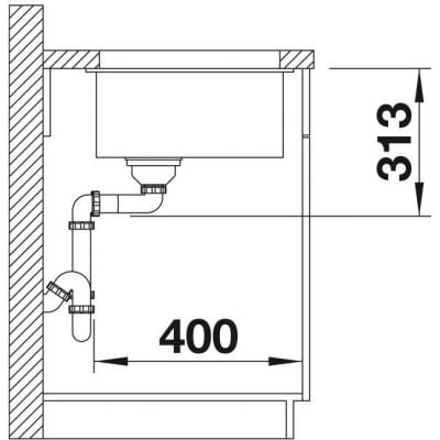 Blanco Subline 320-U hvit granittkompositt vask 460x350 mm med InFino avløp