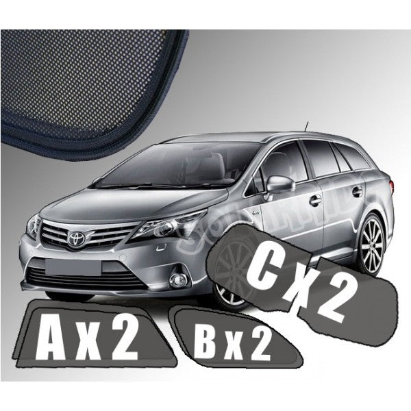 Sr solskjerm i akryl til Toyota Avensis (T27) Stasjonsvogn III, roykfarget med enkel montering og vindavviserfunksjon