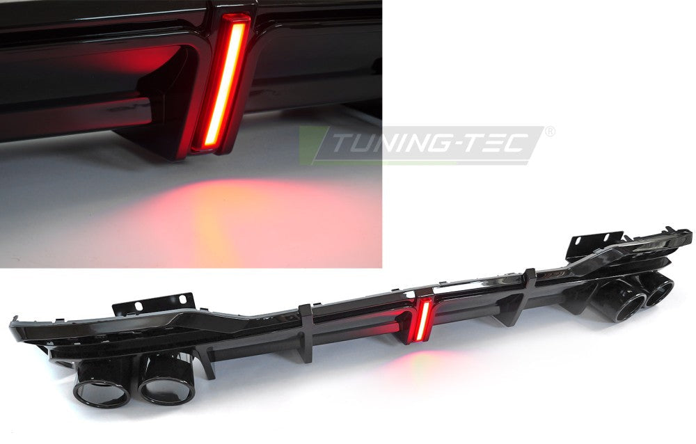 Audi A5 F5 2019-2023 bakdiffuser blank svart med LED bremselys