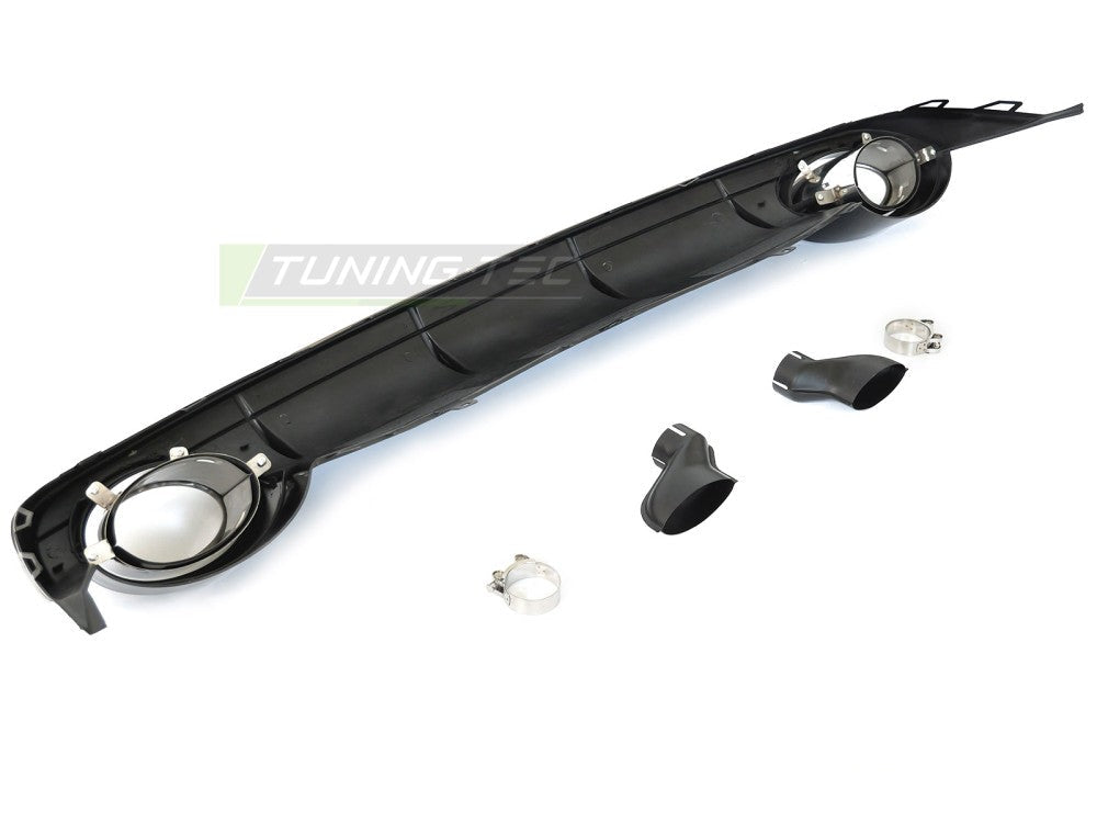 Audi A6 C7 bakdiffusor, twin outlet, blank svart