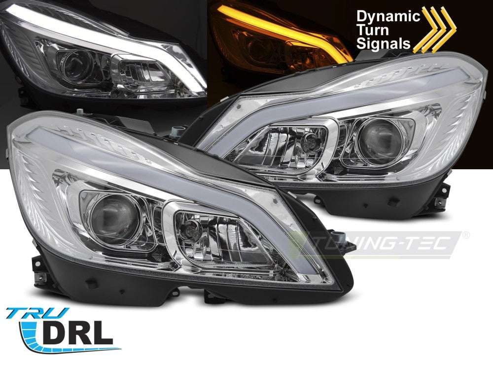 Mercedes C-klasse W204 LED frontlykter krom