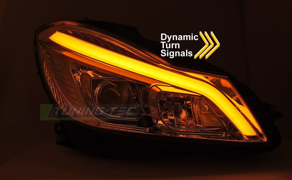 Mercedes C-klasse W204 LED frontlykter krom