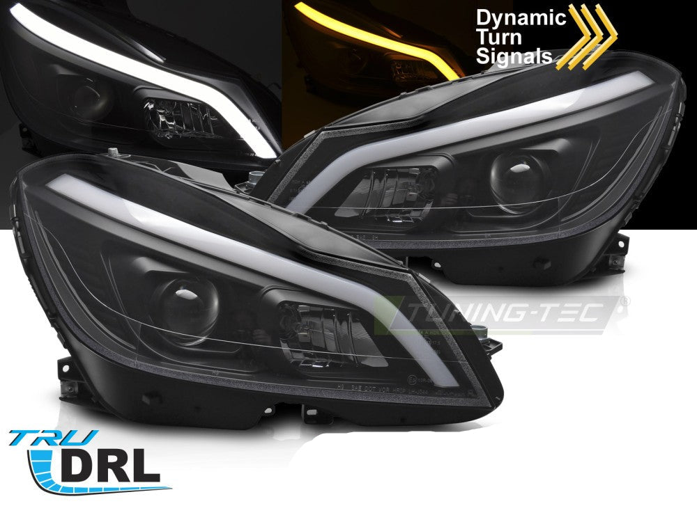 Mercedes C-klasse W204 LED svart frontlykter