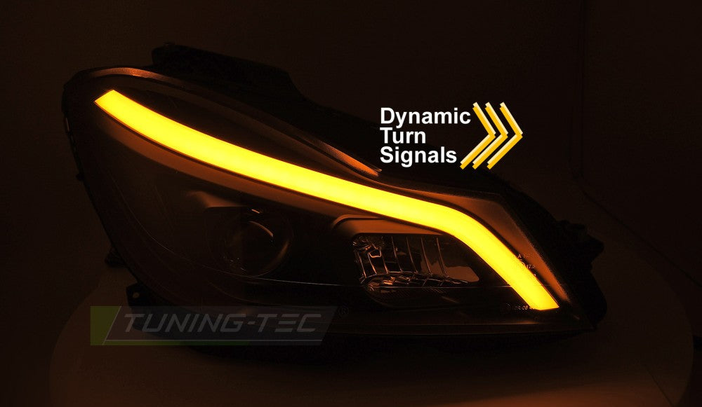 Mercedes C‑Klasse W204 glossy svart LED frontlykter